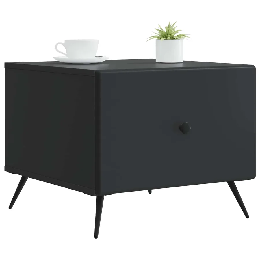 Table basse avec tiroir Noir 49 x 50 x 40 cm Bois d'ingénierie - 3