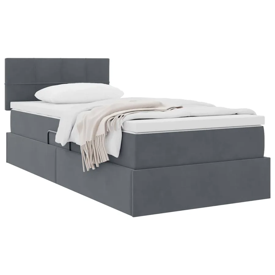 Lit de Rangement avec matelas Gris foncé 100 x 200 cm Velours - 3