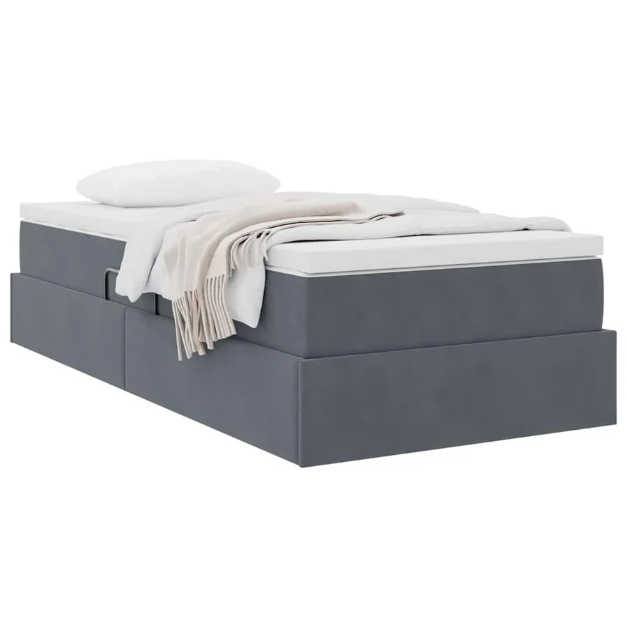 Lit avec rangement et matelas Gris foncé 90 x 200 cm Velours - 3