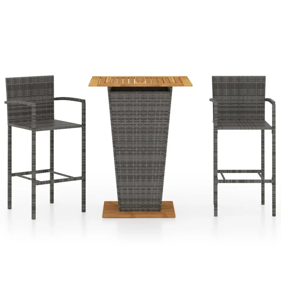 Ensemble de bar de jardin 3 pcs Gris - 2