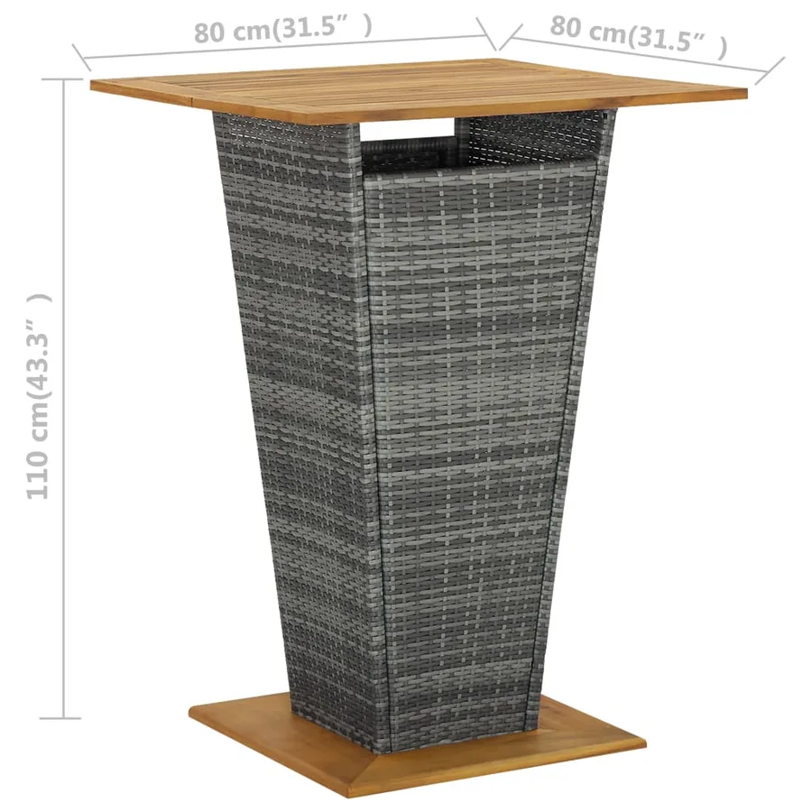Ensemble de bar de jardin 3 pcs Gris - 7