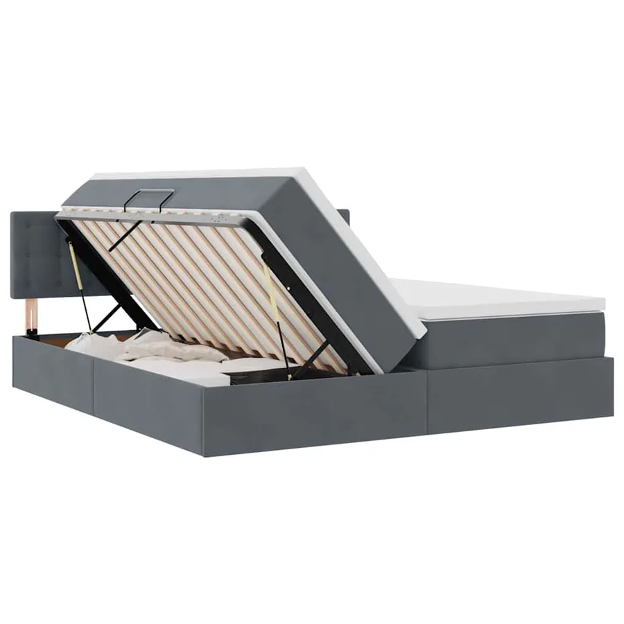 Lit de Rangement avec matelas Gris foncé 100 x 200 cm - 7
