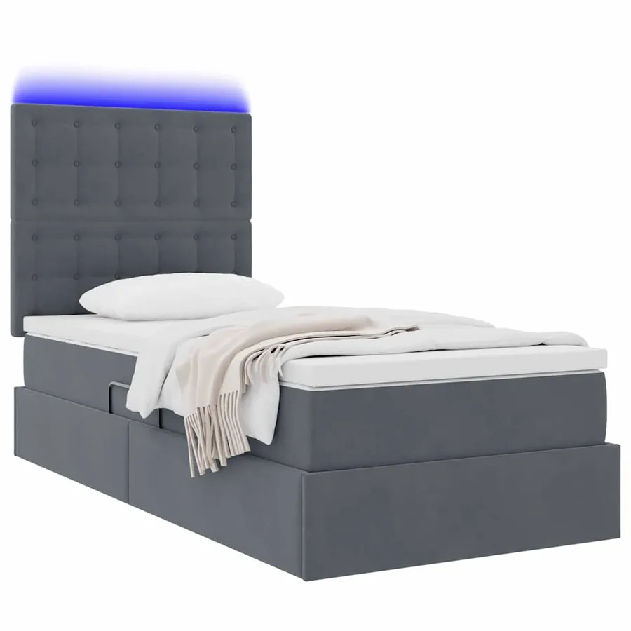 Lit de rangement LED avec matelas Gris foncé 90 x 200 cm - 3