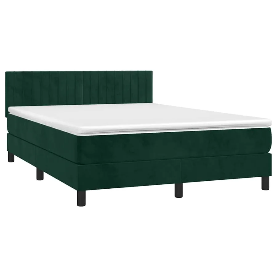 Sommier à lattes de lit avec matelas LED Vert foncé 140x200 cm - 3
