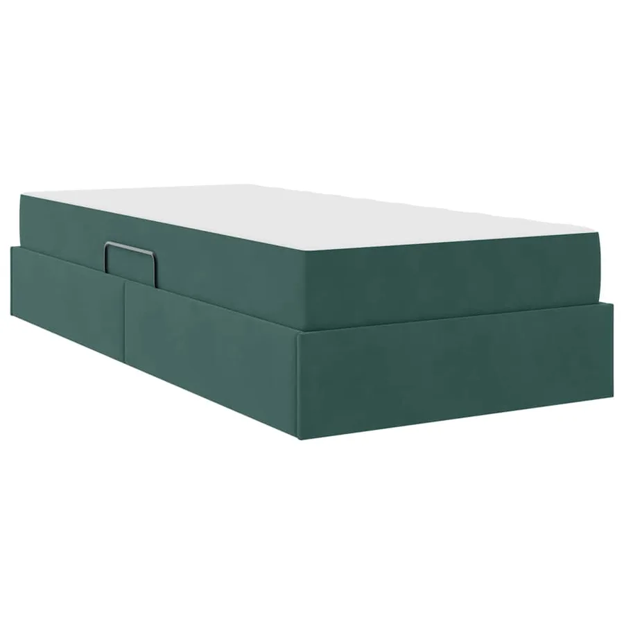Lit avec rangement et matelas Vert foncé 100 x 200 cm Velours - 5