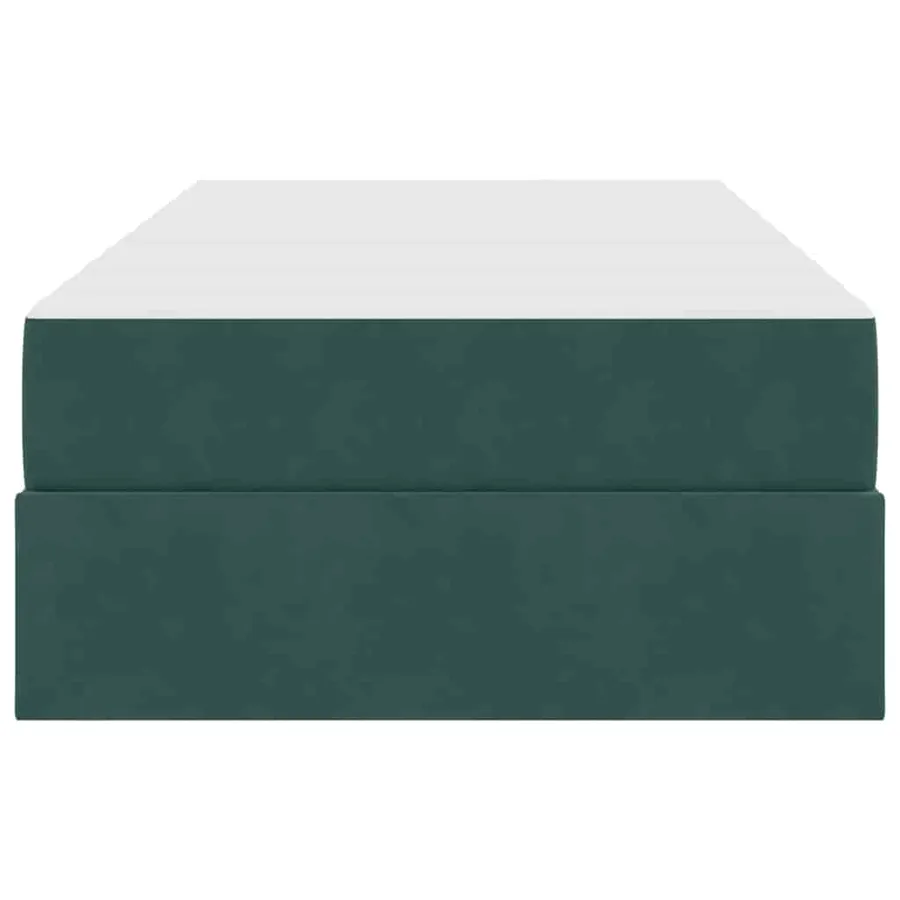 Lit avec rangement et matelas Vert foncé 100 x 200 cm Velours - 7