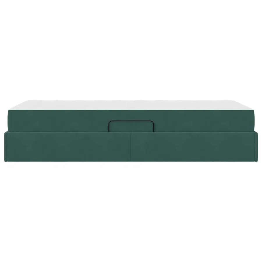 Lit avec rangement et matelas Vert foncé 100 x 200 cm Velours - 9