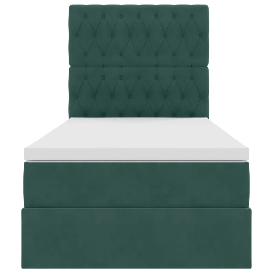 Lit avec rangement et matelas Vert foncé 100 x 200 cm Velours - 7