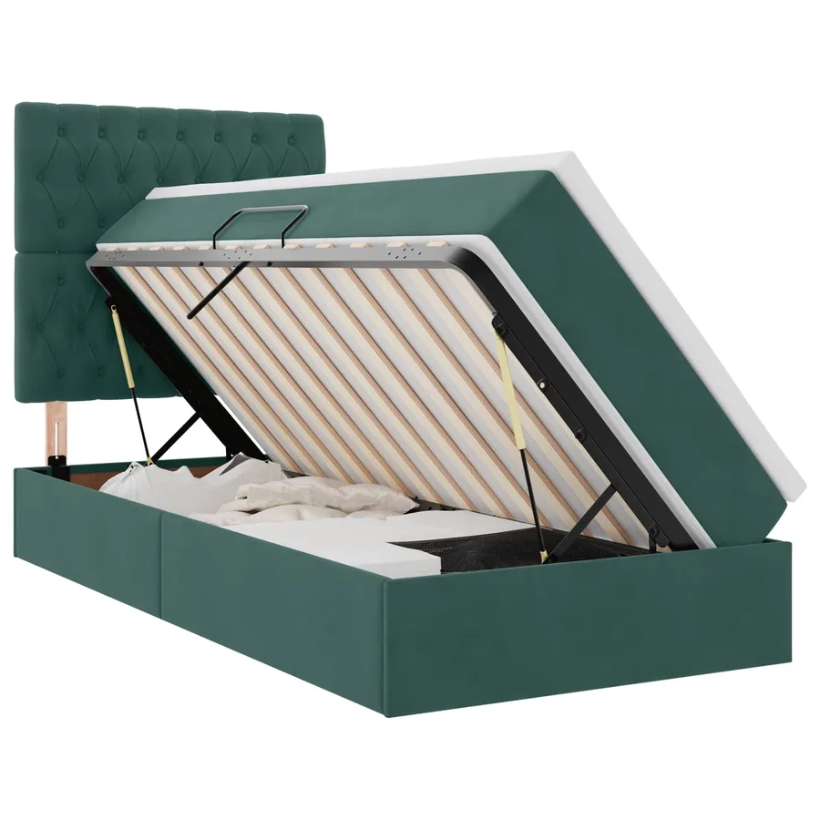 Lit de rangement LED avec matelas Vert foncé 100 x 200 cm - 2