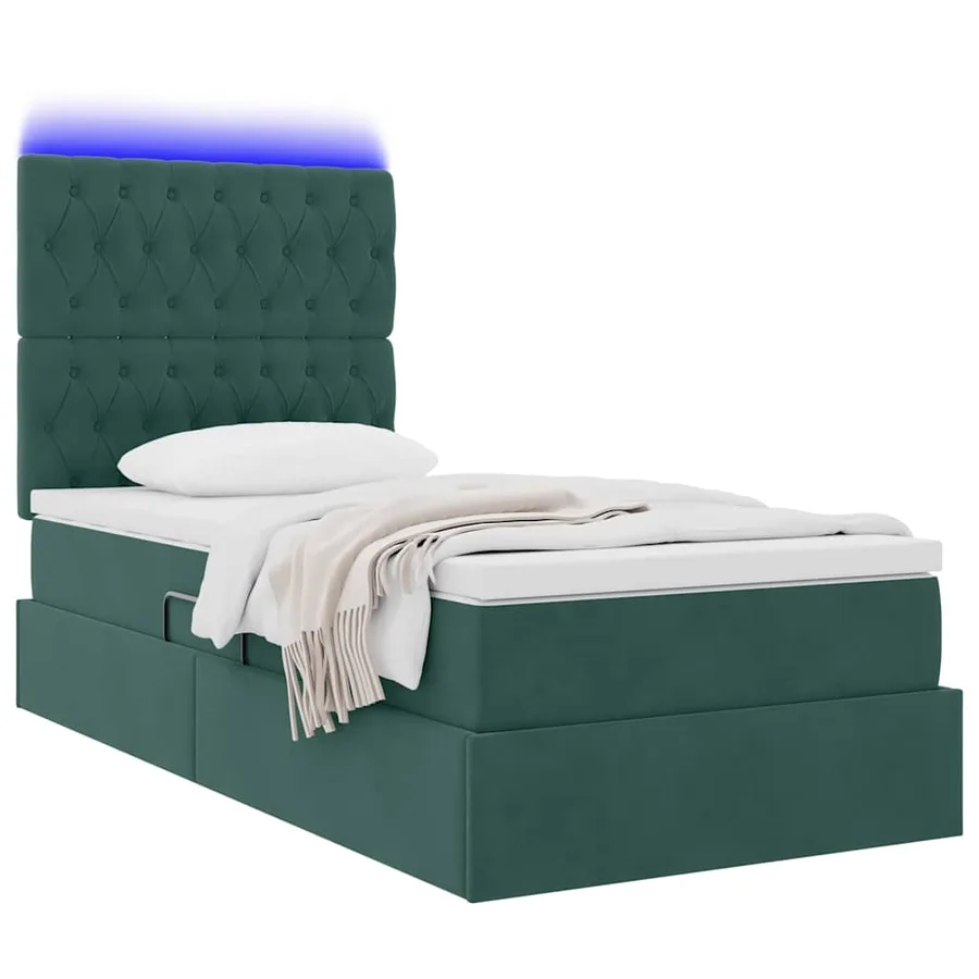 Lit de rangement LED avec matelas Vert foncé 100 x 200 cm - 3