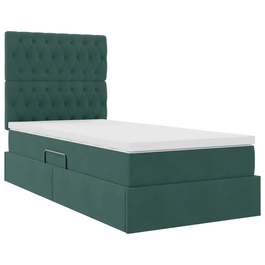 Lit de rangement LED avec matelas Vert foncé 100 x 200 cm - 6