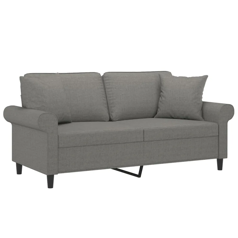 Canapé 2 places et oreillers et coussins Gris foncé 140cm Tissu - 3