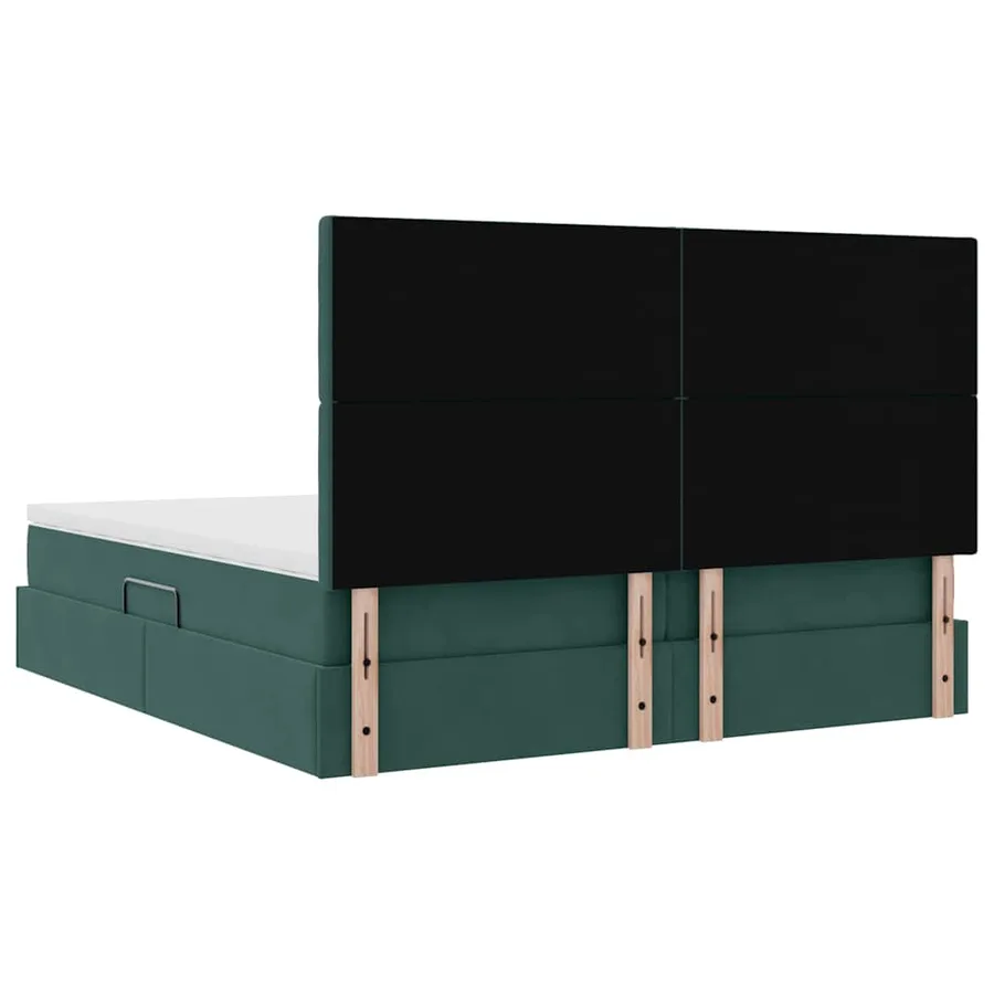 Lit de rangement LED avec matelas Vert foncé 200 x 200 cm - 13