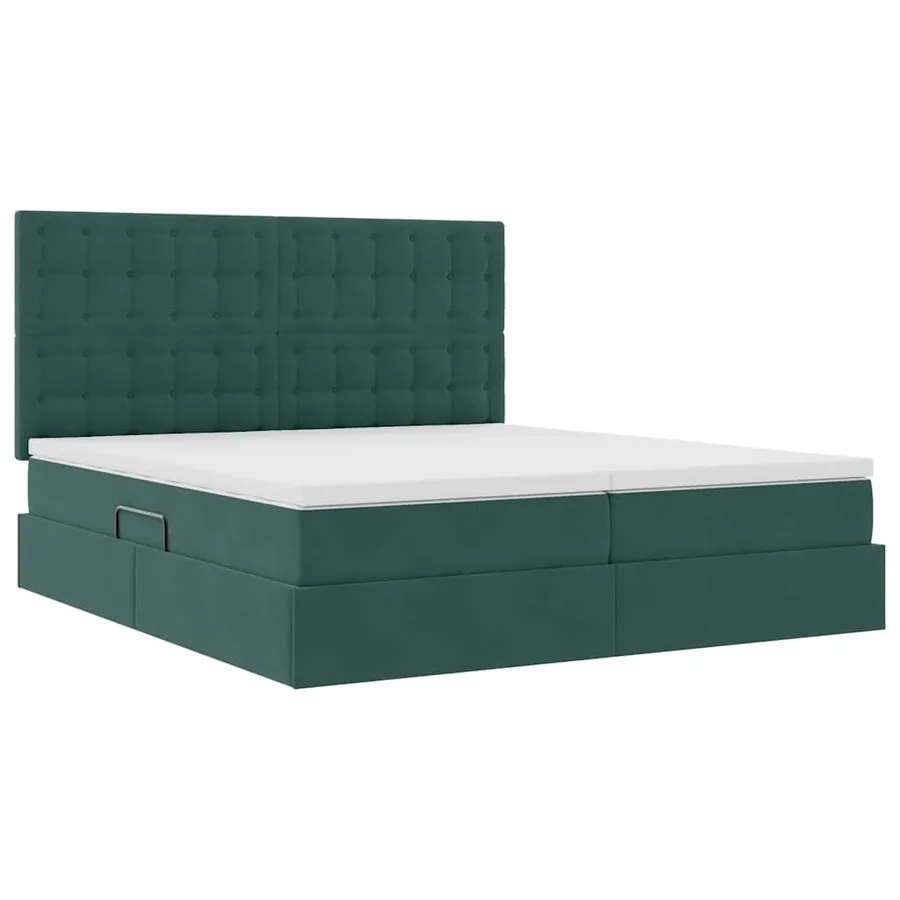 Lit de rangement LED avec matelas Vert foncé 200 x 200 cm - 6