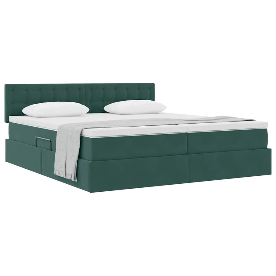 Lit de Rangement avec matelas Vert foncé 100 x 200 cm - 3