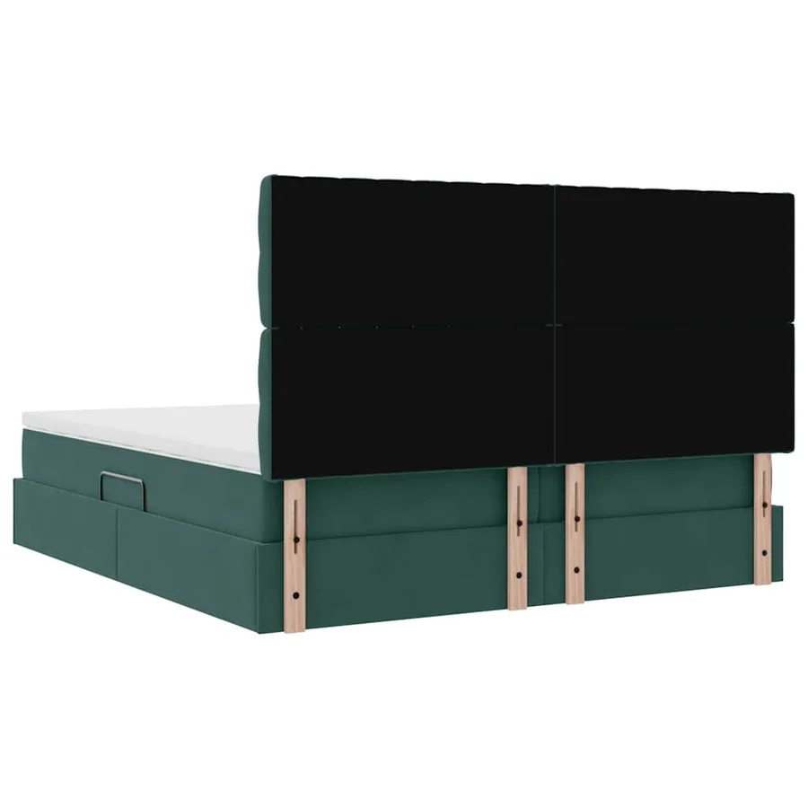 Lit de rangement LED avec matelas Vert foncé 200 x 200 cm - 13