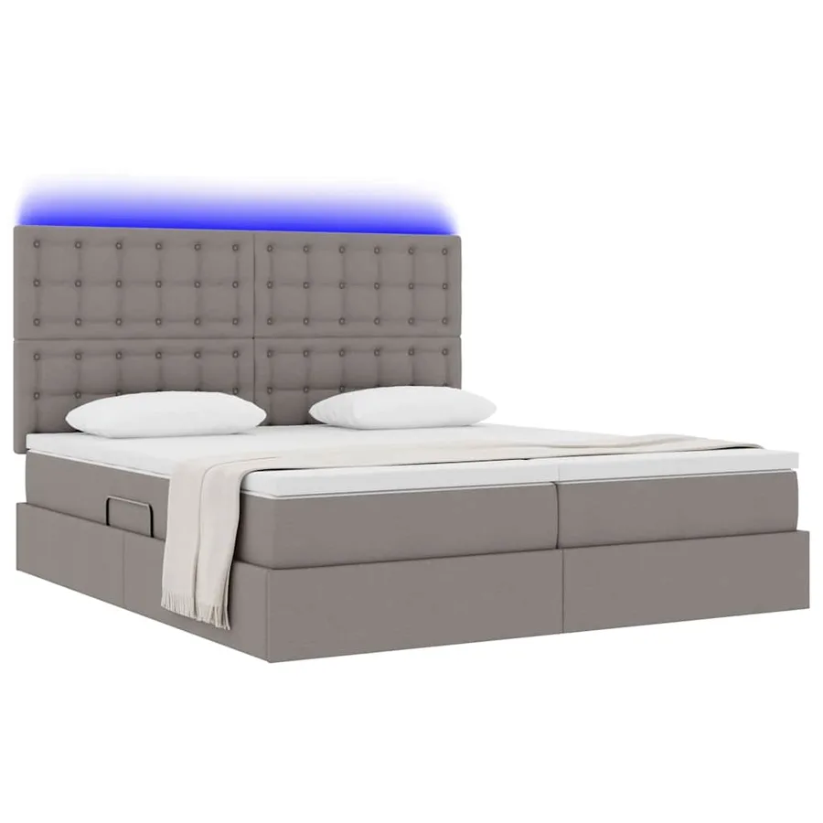 Lit de rangement LED avec matelas Taupe 200 x 200 cm Tissu - 3