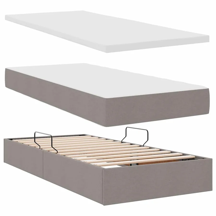 Lit de rangement LED avec matelas Taupe 200 x 200 cm Tissu - 9