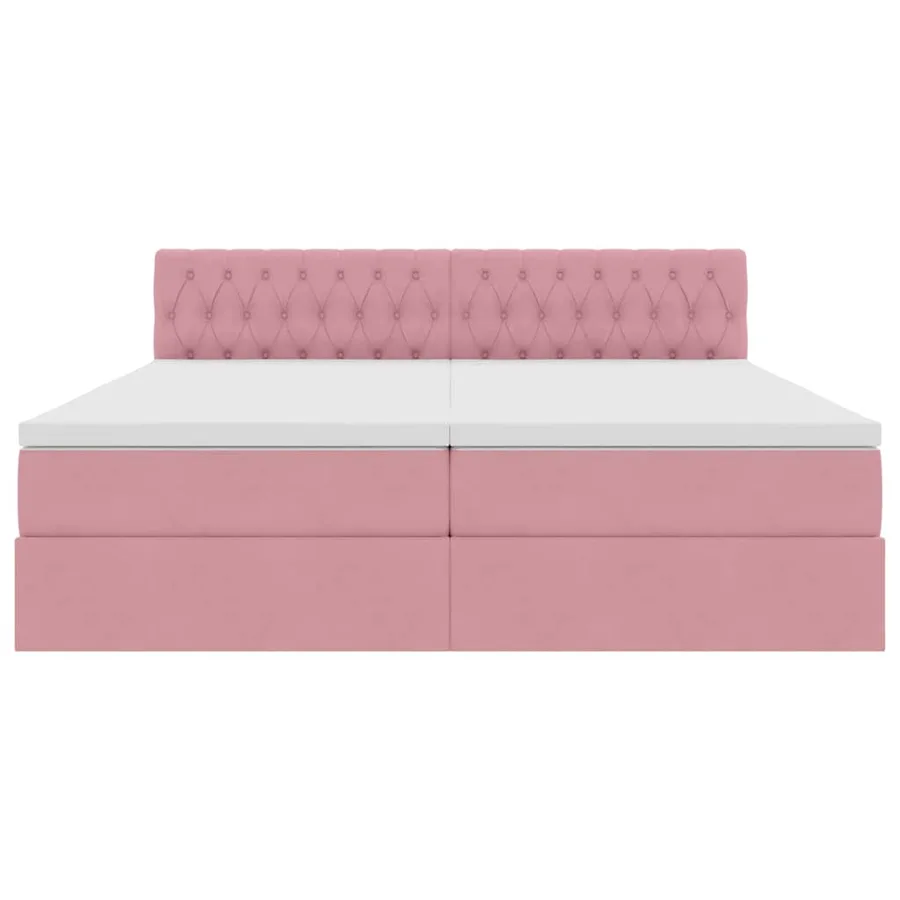 Lit de rangement LED avec matelas Rose 200 x 200 cm Velours - 11