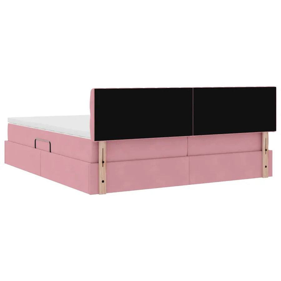 Lit de rangement LED avec matelas Rose 200 x 200 cm Velours - 13
