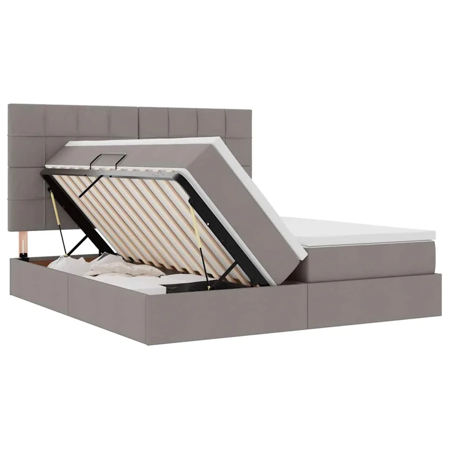 Lit de Rangement avec tête de lit Taupe 200 x 200 cm Tissu - 7