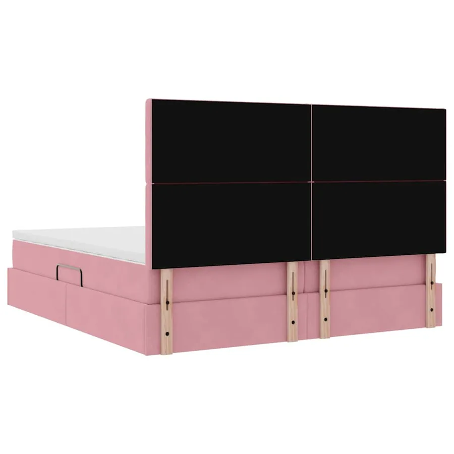 Lit de rangement LED avec matelas Rose 200 x 200 cm Velours - 13