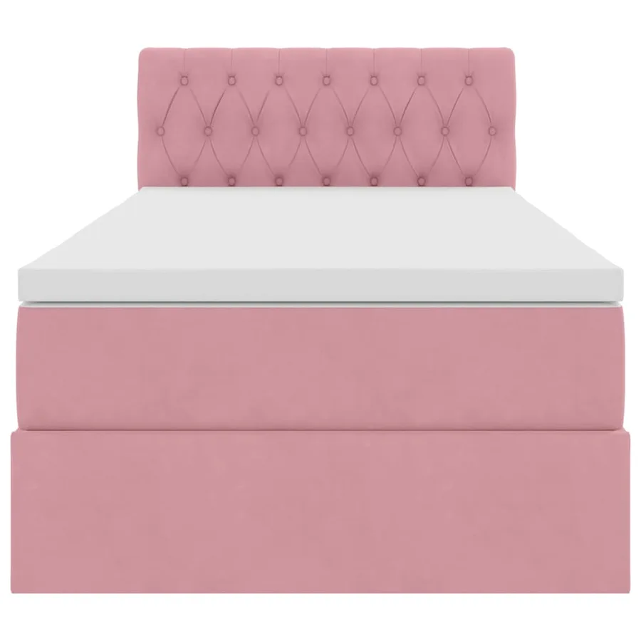 Lit de Rangement avec matelas Rose 100 x 200 cm Velours - 7