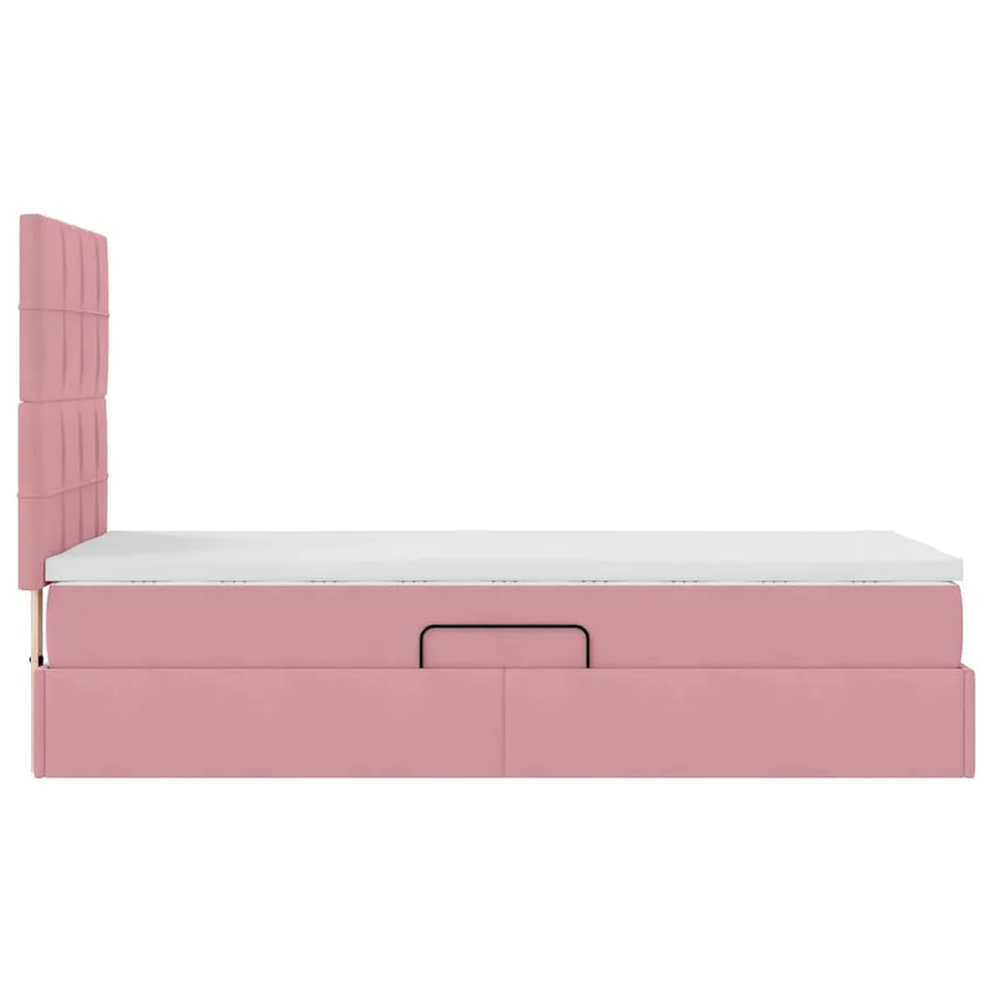 Lit de rangement LED avec matelas Rose 100 x 200 cm Velours - 11