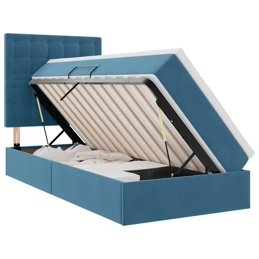 Lit de rangement LED avec matelas Bleu foncé 100 x 200 cm - 2
