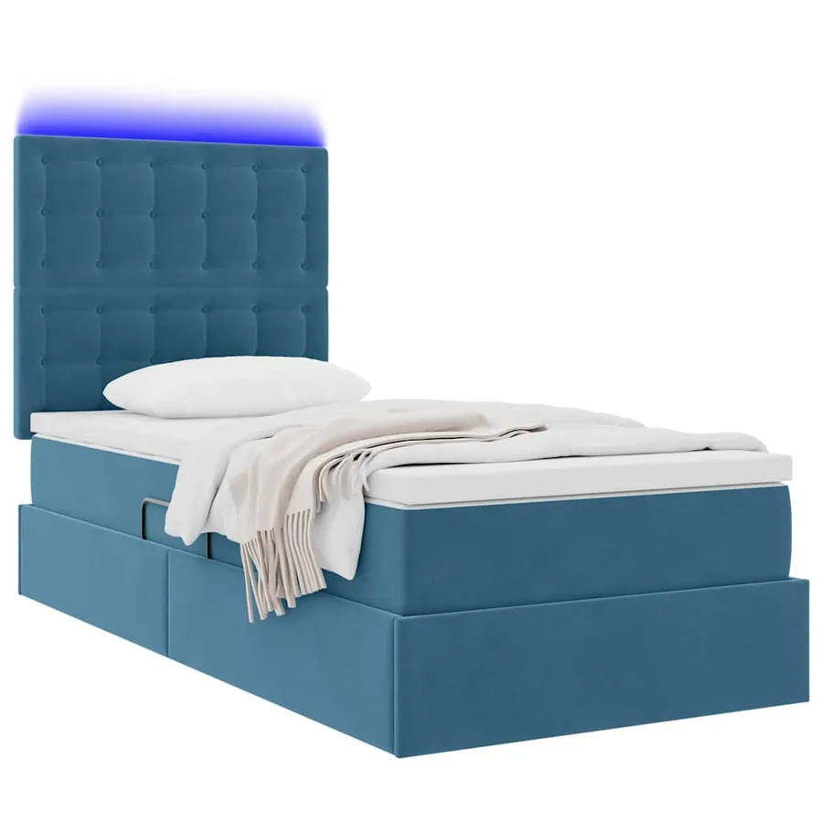 Lit de rangement LED avec matelas Bleu foncé 100 x 200 cm - 3
