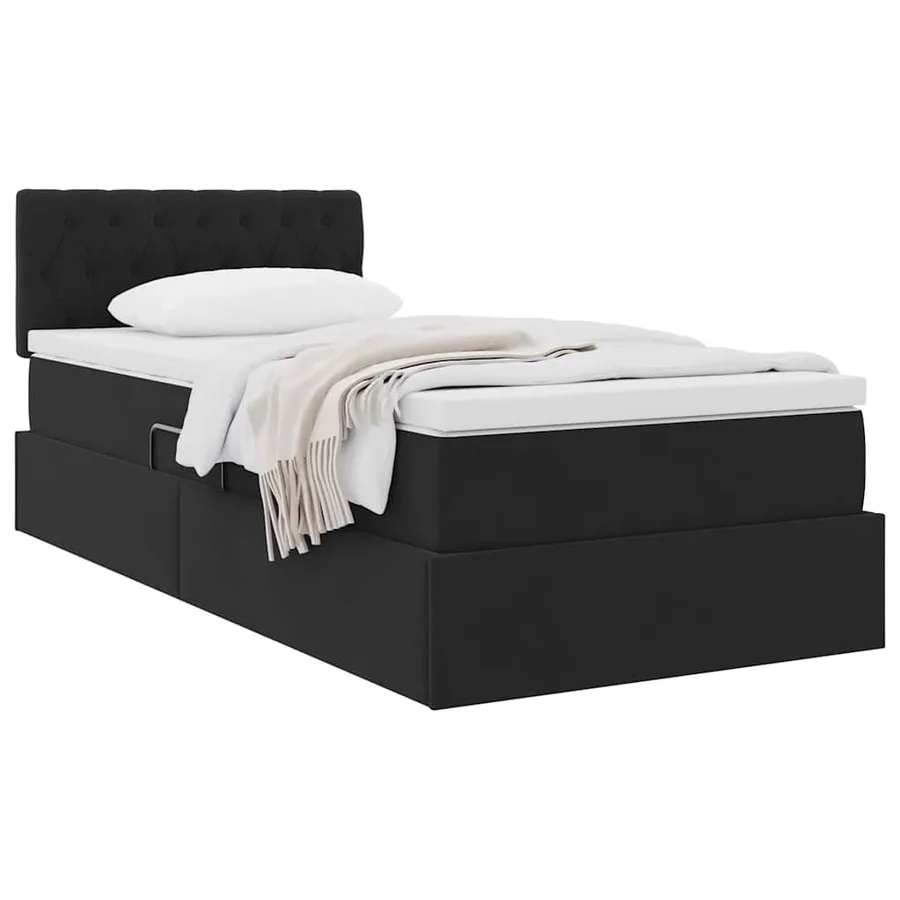 Lit de Rangement avec matelas Noir 100 x 200 cm Velours - 3