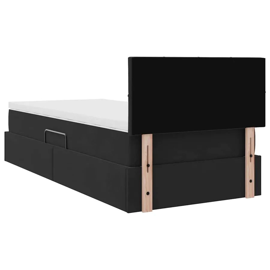 Lit de rangement LED avec matelas Noir 100 x 200 cm Velours - 12