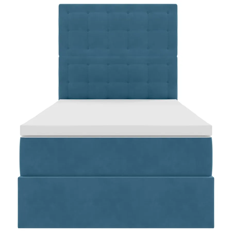 Lit avec rangement et matelas Bleu foncé 90 x 190 cm Velours - 7