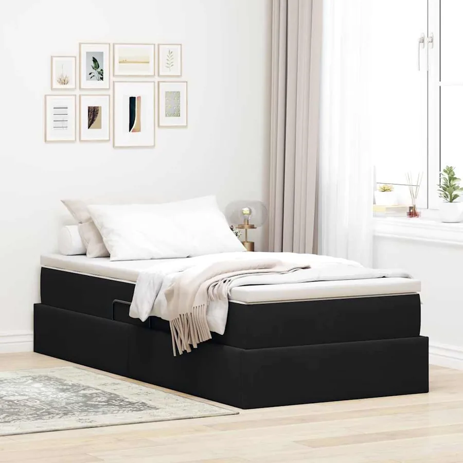 Lit avec rangement et matelas Noir 100 x 200 cm Velours