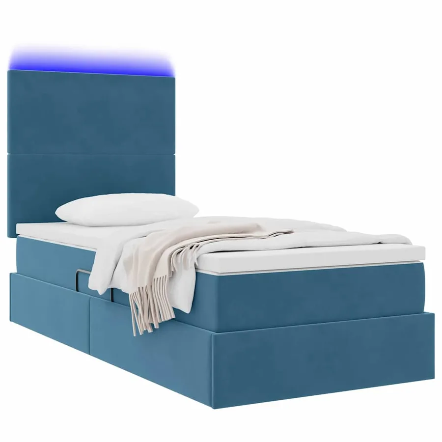 Lit de rangement LED avec matelas Bleu foncé 100 x 200 cm - 3