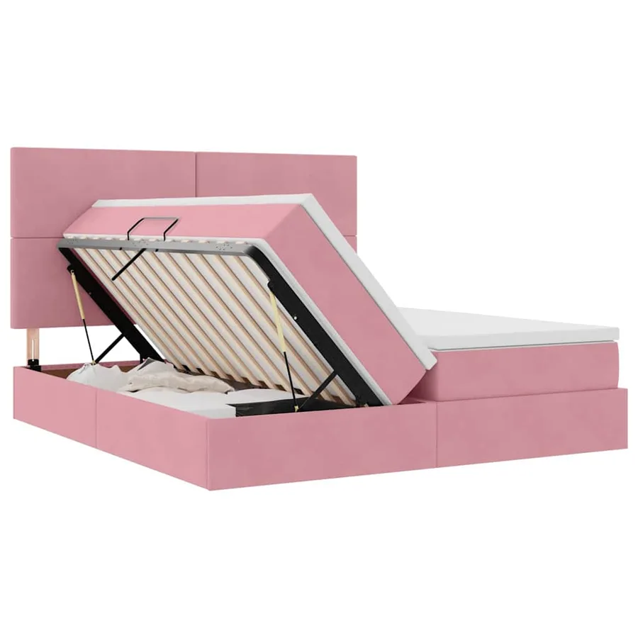 Lit de Rangement avec tête de lit Rose 180 x 200 cm Velours - 7