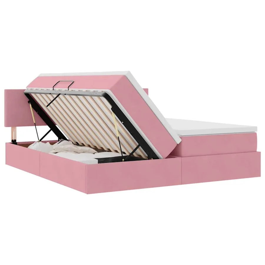 Lit de Rangement avec matelas avec tête de lit Rose 90 x 200 cm - 6