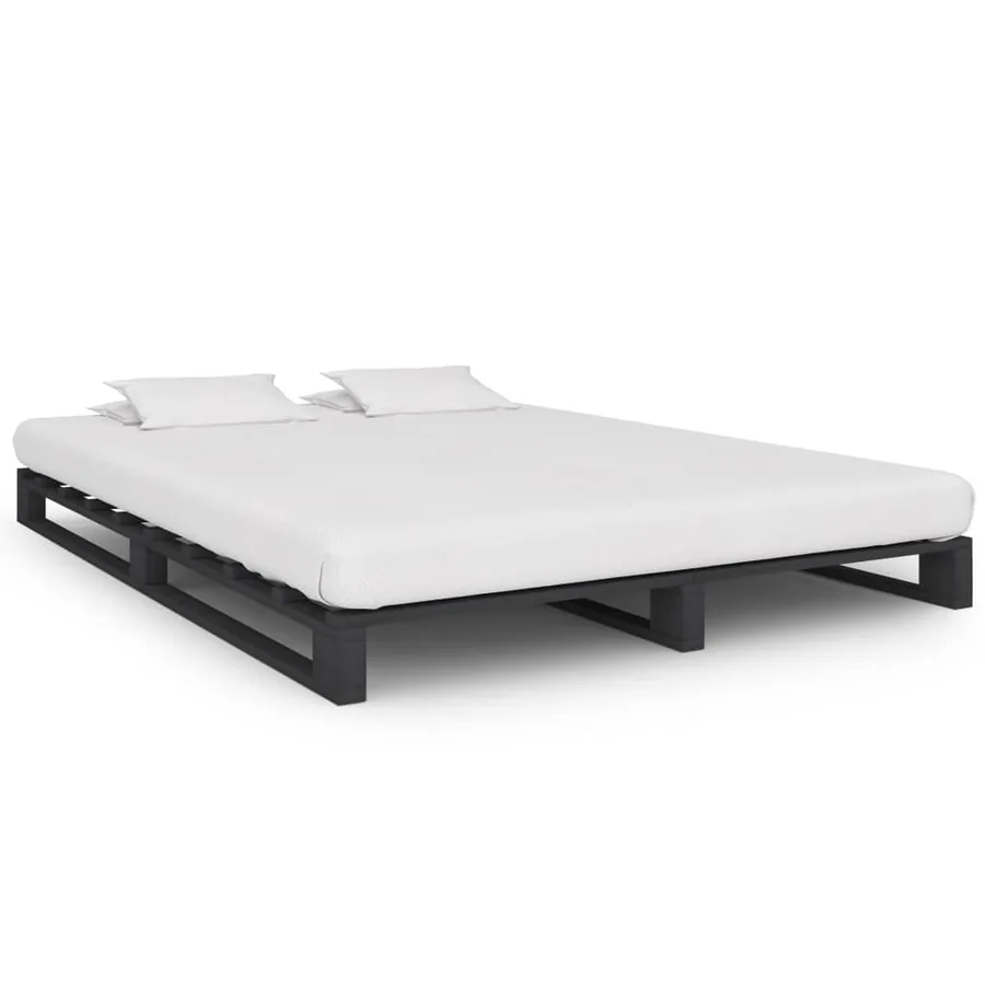 Cadre de lit de palette sans matelas gris 120x200cm bois massif