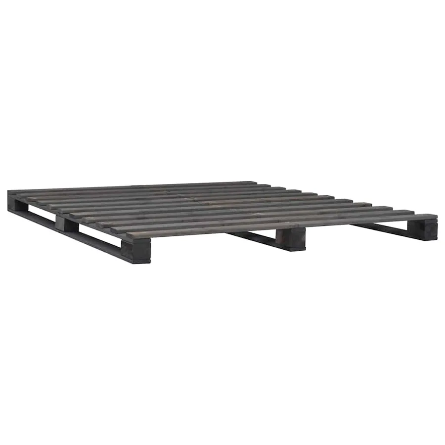 Cadre de lit de palette sans matelas gris 120x200cm bois massif - 2
