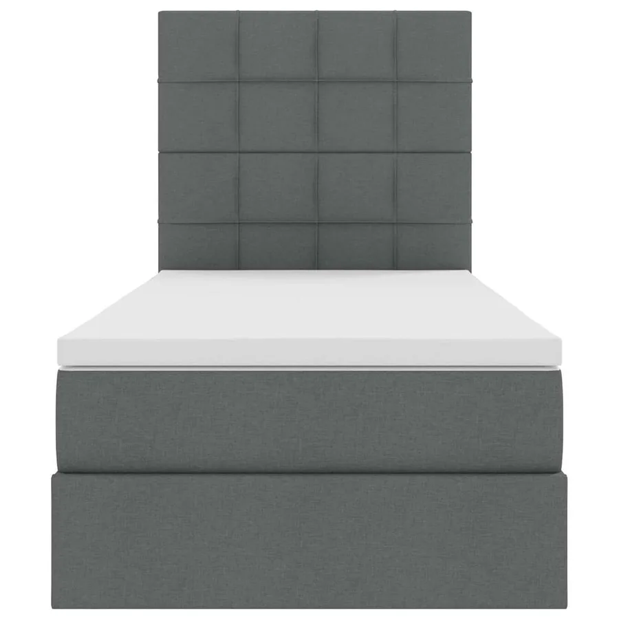 Lit avec rangement et matelas Gris foncé 90 x 190 cm tissu - 7