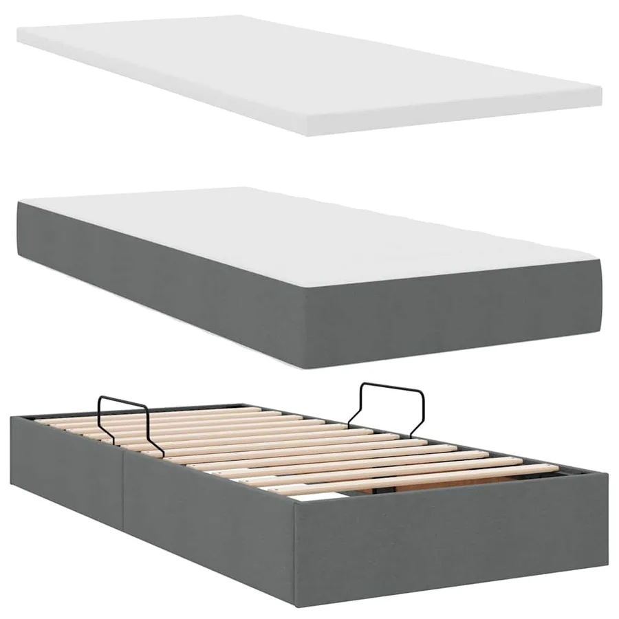 Lit avec rangement et matelas Gris foncé 90 x 190 cm - 4