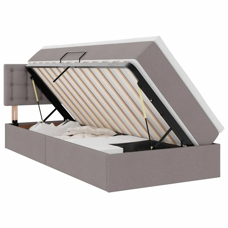 Lit avec rangement et matelas avec matelas Taupe 100 x 200 cm - 2