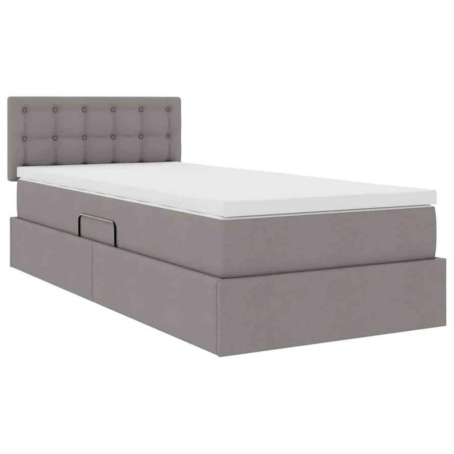Lit avec rangement et matelas avec matelas Taupe 100 x 200 cm - 5