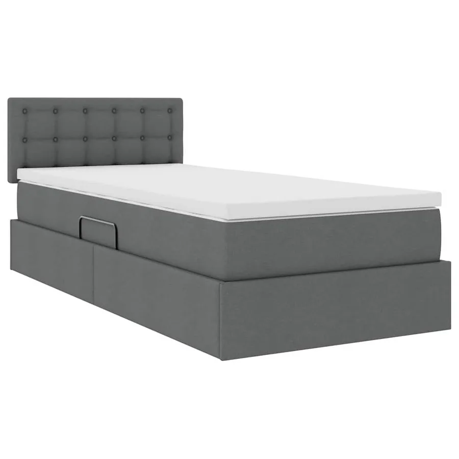 Lit avec rangement et matelas Gris foncé 90 x 190 cm - 5