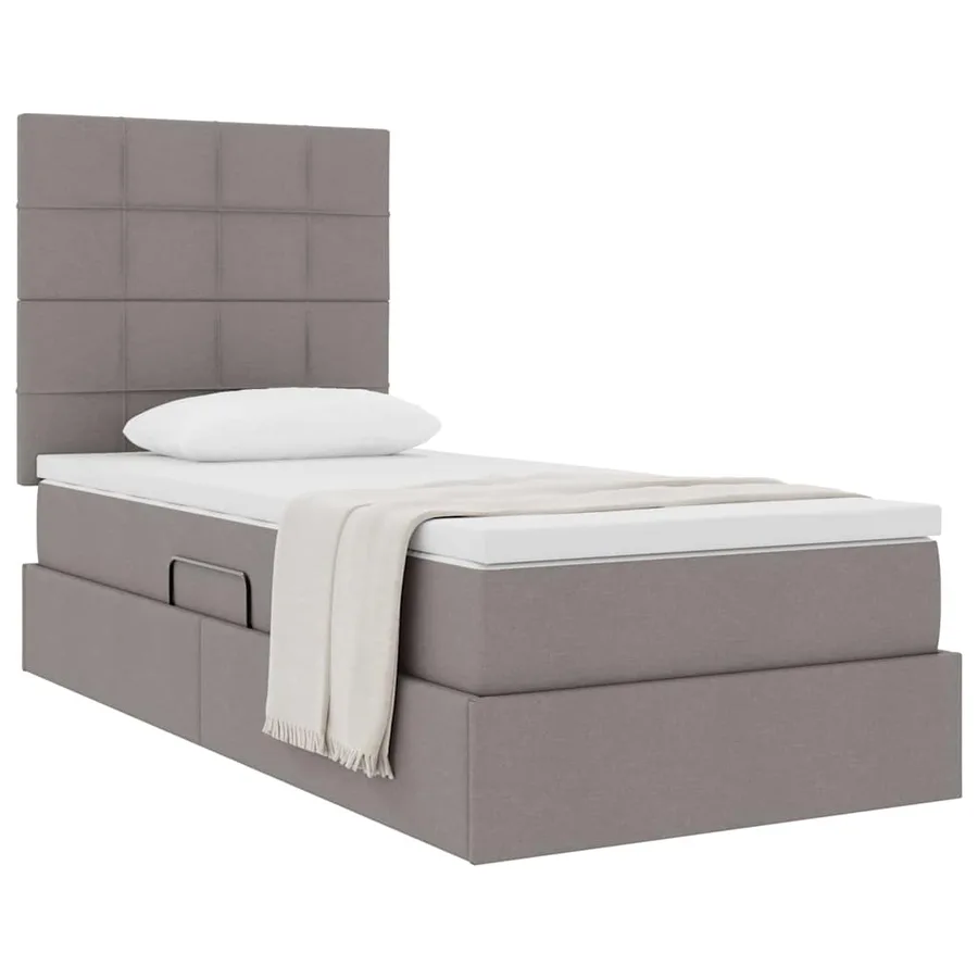 Lit avec rangement et matelas Taupe 100 x 200 cm tissu - 3