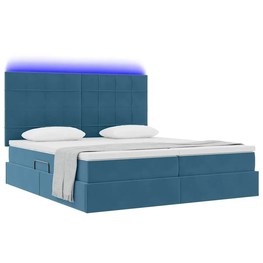 Lit de rangement LED avec matelas Bleu foncé 200 x 200 cm - 3