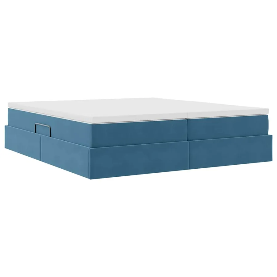Lit avec rangement et matelas Bleu foncé 200 x 200 cm Velours - 5