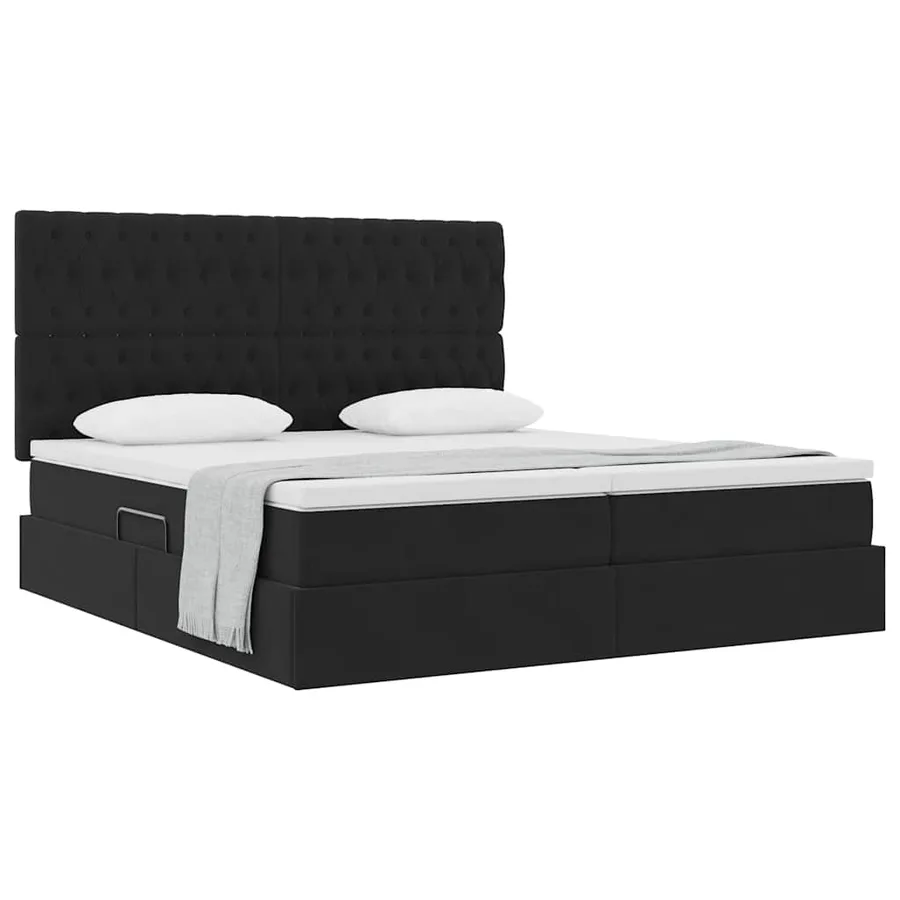 Lit de Rangement avec tête de lit Noir 200 x 200 cm Velours - 3