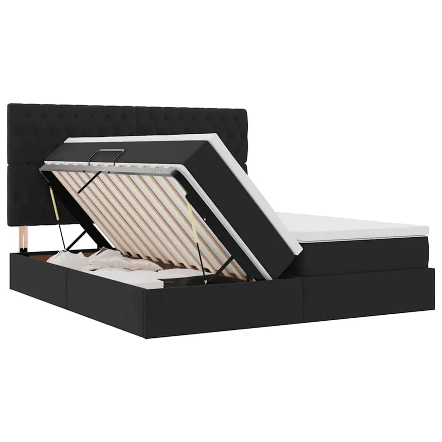 Lit de Rangement avec tête de lit Noir 200 x 200 cm Velours - 7