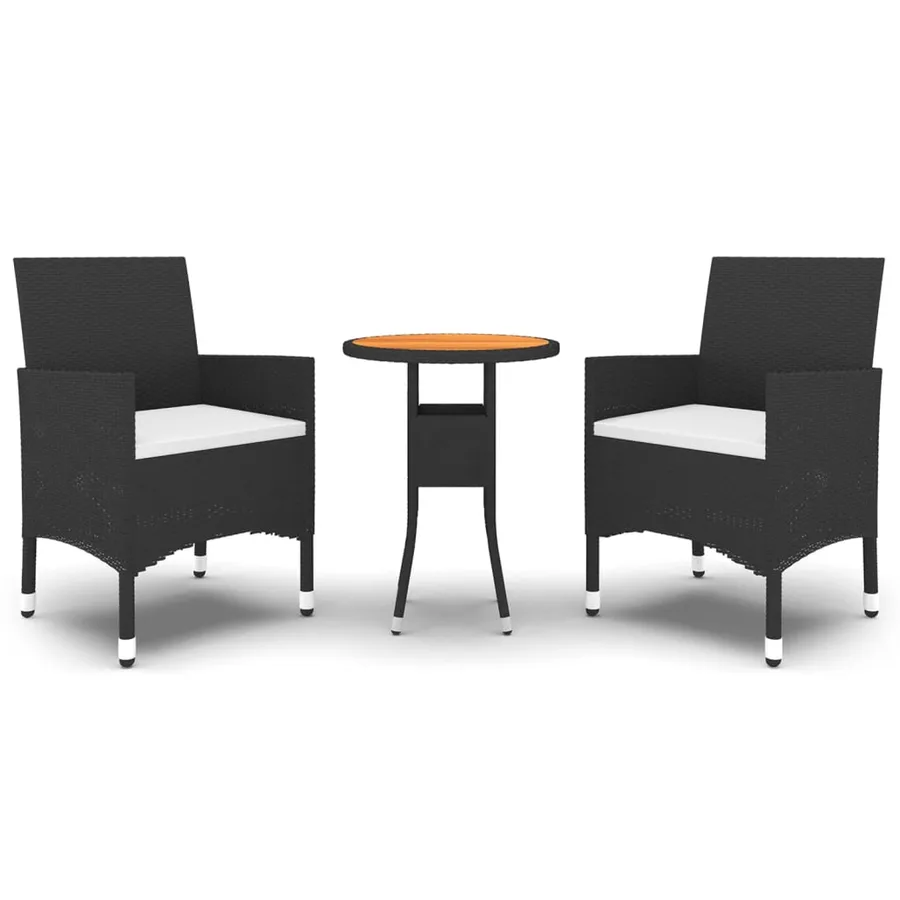 Ensemble à manger de jardin 3 pcs Résine tressée Noir - 2